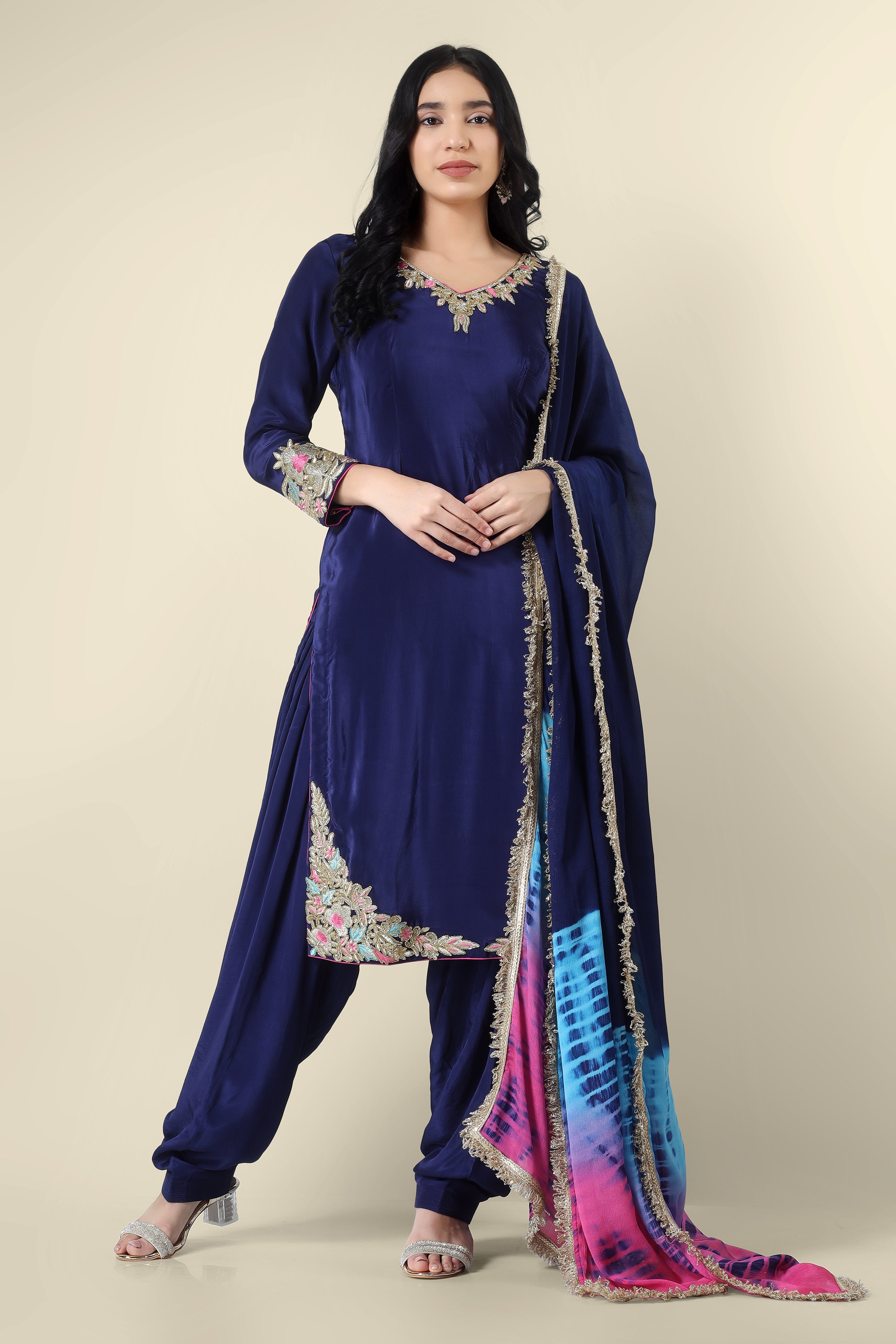 ladies patiala dress Yellow Crepe Patiala Salwar Kameez Suit: Indian Designer Dress