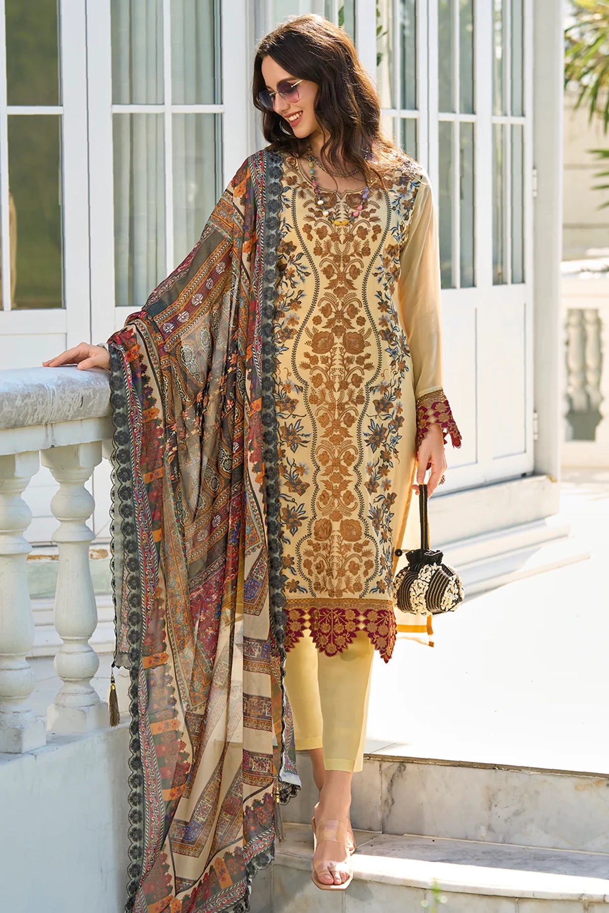Yellow Attractive Looking Redaymade Pant Suit With Designer Embroidery Work
