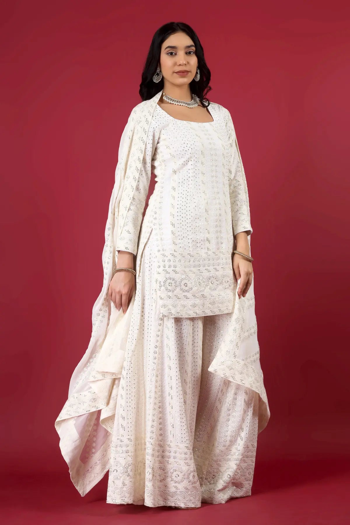white crochet long sleeve dress Reve Crochet Flare Sleeve Maxi Dress