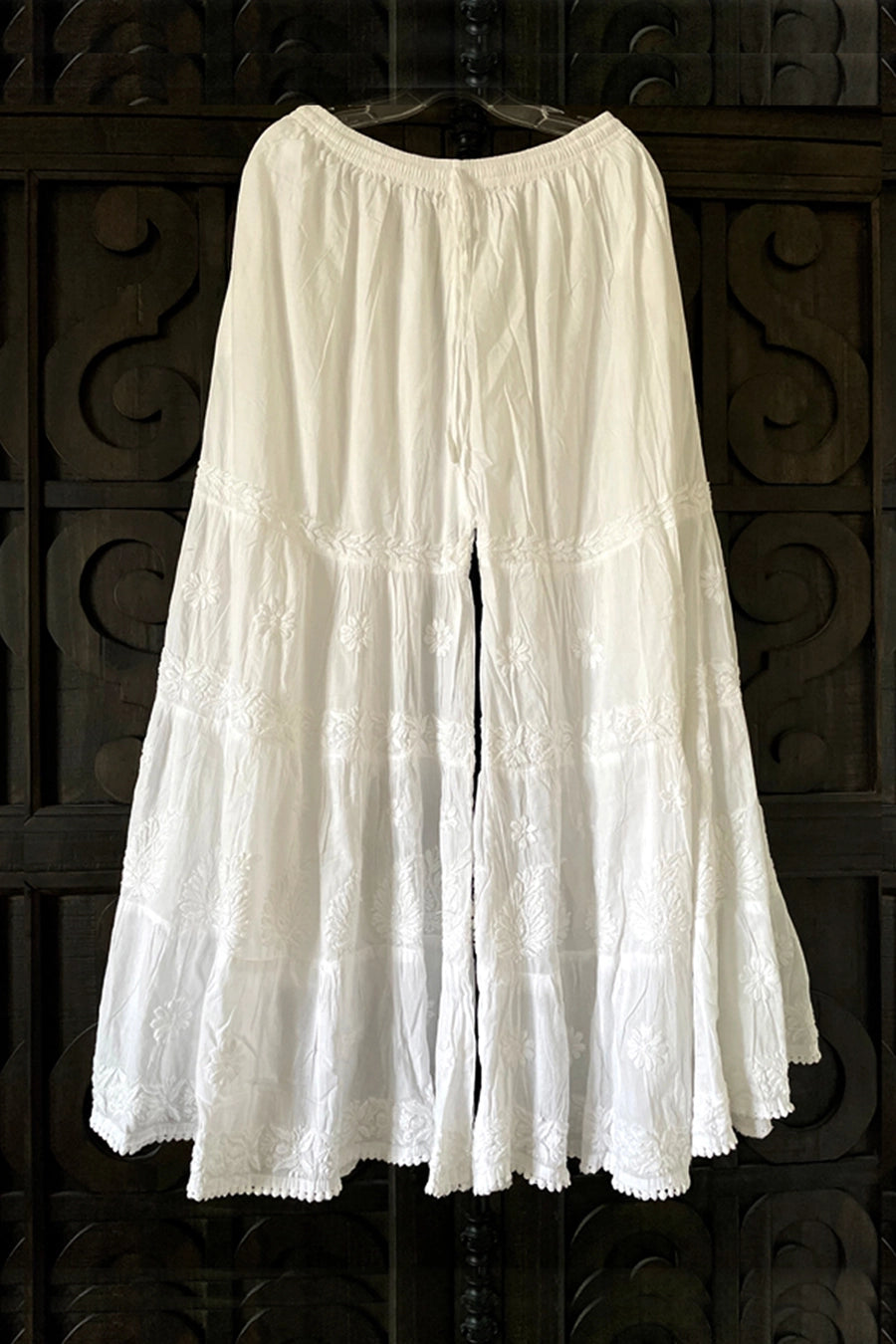 PinkPhulkari California White Garara Sharara Chikankari Handwork Mulmul Cotton White S 36