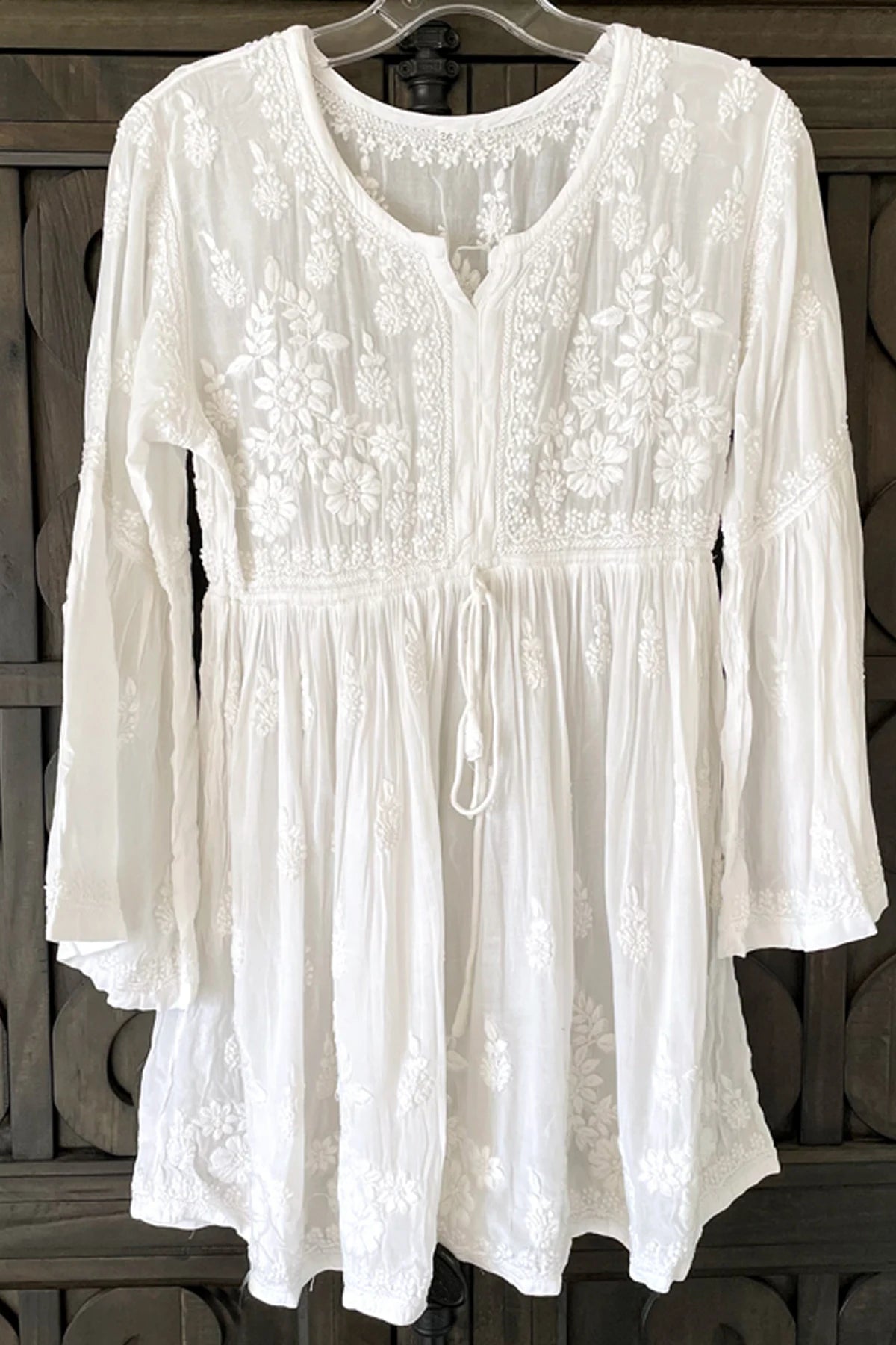 Buy White Chikankari Frock Short Kurti in Muslin Silk Online | PinkPhulkari California Buy White Chikankari Frock Short Kurti in Muslin Silk Online | PinkPhulkari California