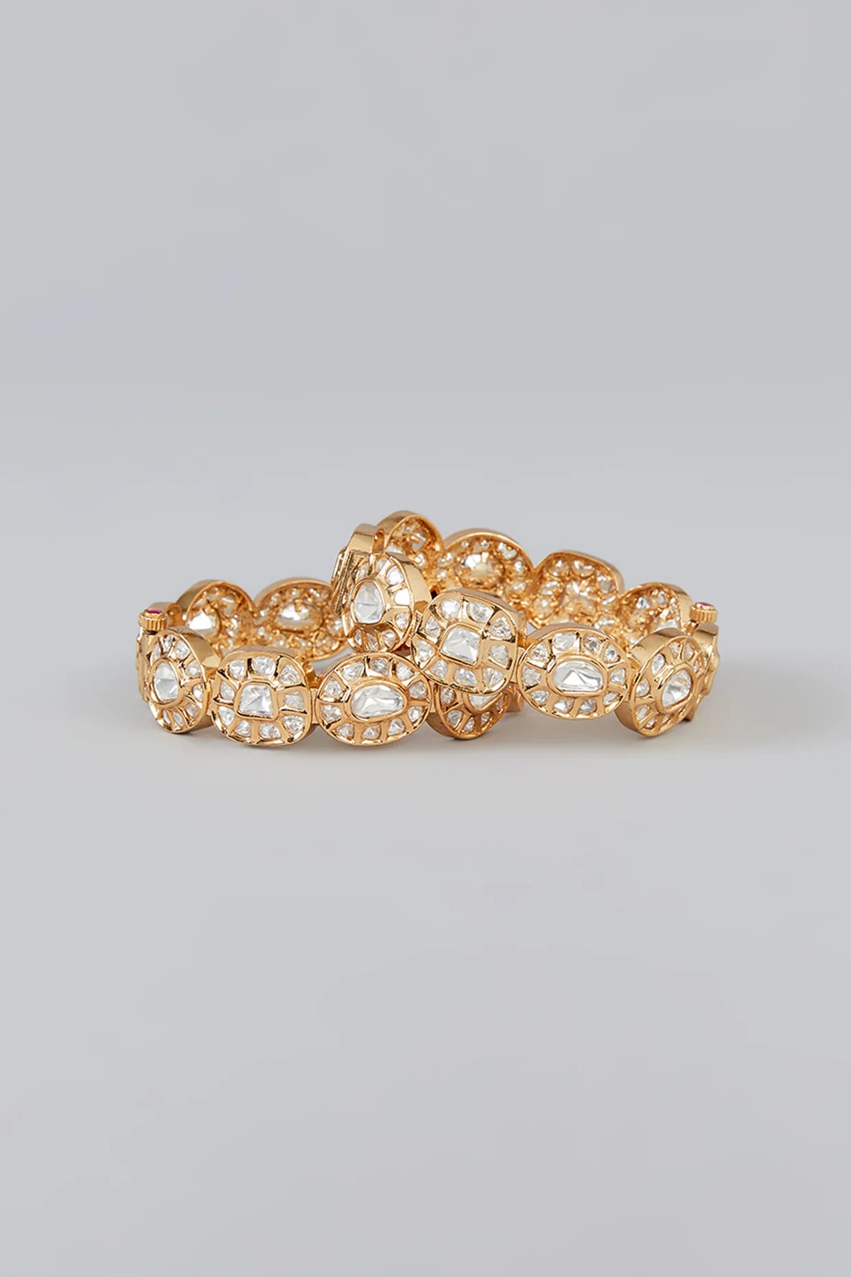 Gold Finish Kundan Polki Kadas