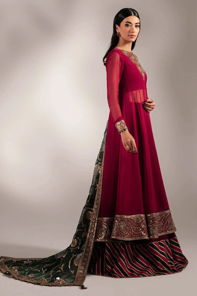 Maroon Chiffon Silk Embroidered Anarkali Lehenga SetMaroon Chiffon Silk Embroidered Anarkali Lehenga Set