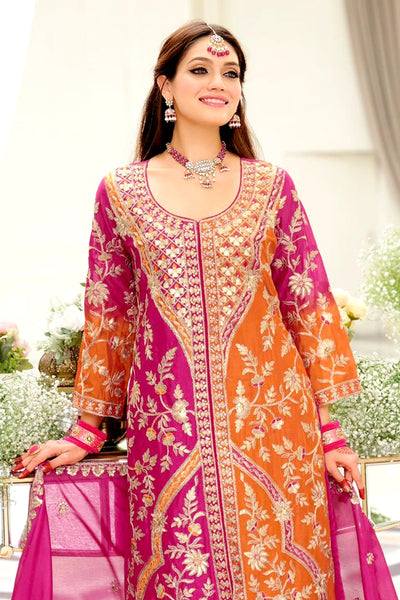 Pink & Orange Chinon Silk Palazzo SuitPink & Orange Chinon Silk Palazzo Suit