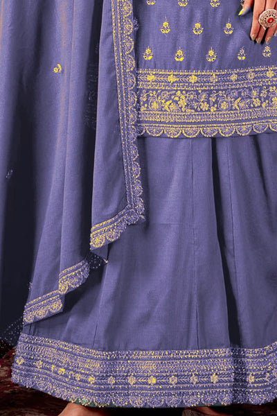 Purple traditional sharara outfit with gold embroideryPurple traditional sharara outfit with gold embroidery