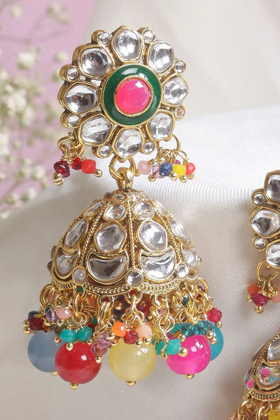 Colorful earrings with gemstones on a white backgroundColorful earrings with gemstones on a white background