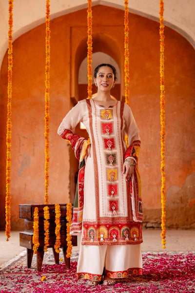 Light Pink Crepe Silk Palazzo Style Kurta SetLight Pink Crepe Silk Palazzo Style Kurta Set