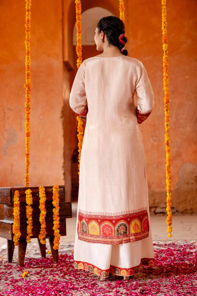 Light Pink Crepe Silk Palazzo Style Kurta SetLight Pink Crepe Silk Palazzo Style Kurta Set