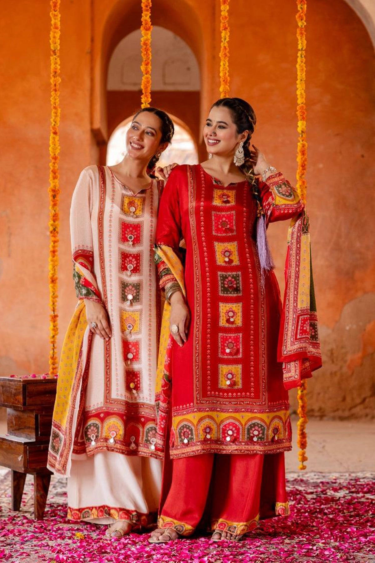 Light Pink Crepe Silk Palazzo Style Kurta Set