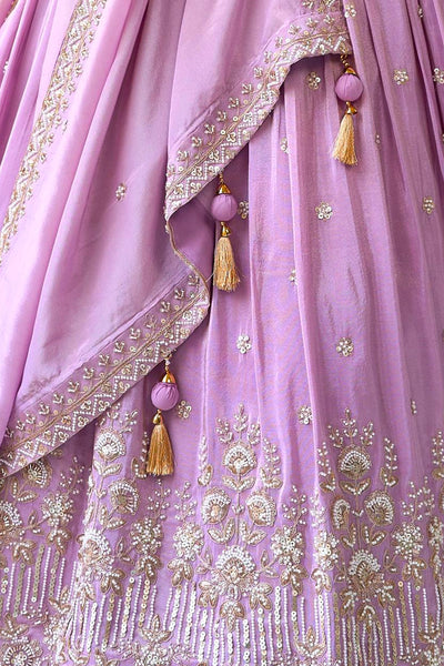 Lavender Silk Wedding Lehenga Choli SetLavender Silk Wedding Lehenga Choli Set