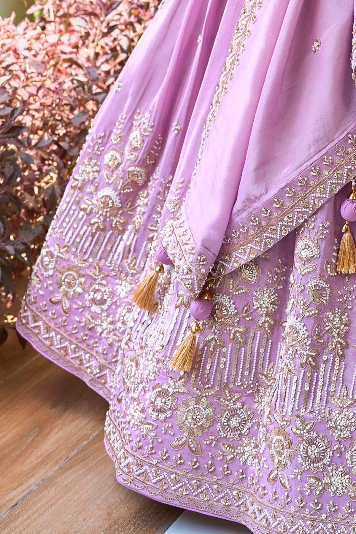 Lavender Silk Wedding Lehenga Choli Set
