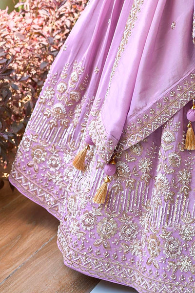 Lavender Silk Wedding Lehenga Choli SetLavender Silk Wedding Lehenga Choli Set