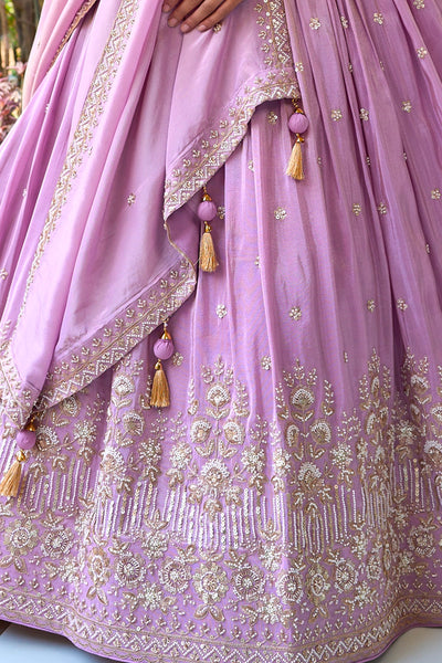 Lavender Silk Wedding Lehenga Choli Set Lavender Silk Wedding Lehenga Choli Set 
