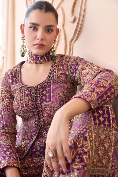 Lavender Silk Sequins Embroidered PalazzoLavender Silk Sequins Embroidered Palazzo