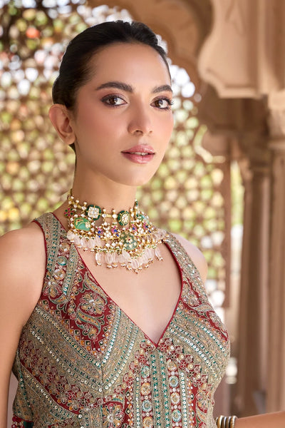 Maroon Silk Embroidered Dhoti Style Suit With DupattaMaroon Silk Embroidered Dhoti Style Suit With Dupatta
