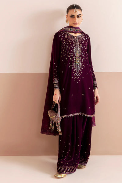 Purple Pure Velvet Farshi Salwar SuitPurple Pure Velvet Farshi Salwar Suit