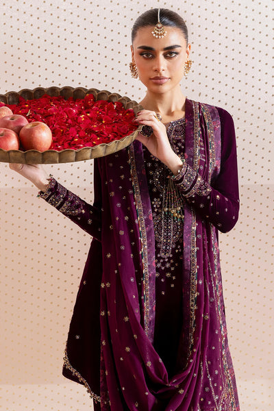 Purple Pure Velvet Farshi Salwar SuitPurple Pure Velvet Farshi Salwar Suit