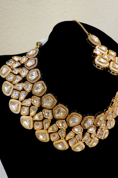 Bridal Kundan Polki Choker Necklace Set D4Bridal Kundan Polki Choker Necklace Set D4
