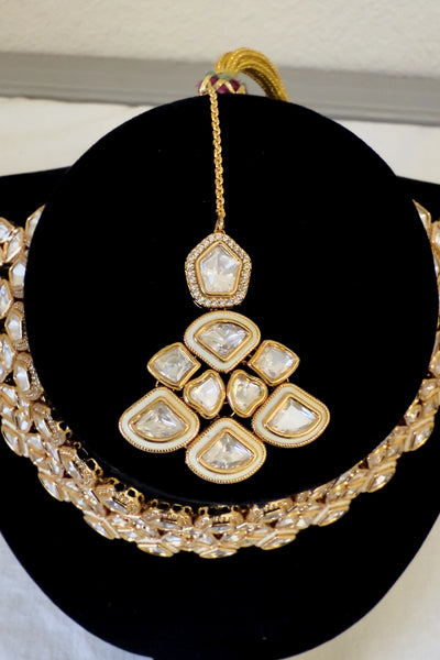 Bridal Kundan Polki Choker Necklace Set D4Bridal Kundan Polki Choker Necklace Set D4