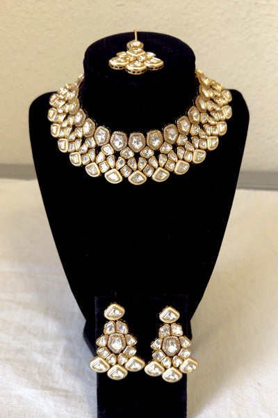  Bridal Kundan Polki Choker Necklace Set D4 