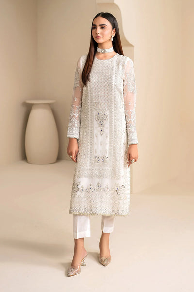 Buy Off White Embroidered Chiffon Silk Suit at PinkPhulkariBuy Off White Embroidered Chiffon Silk Suit at PinkPhulkari