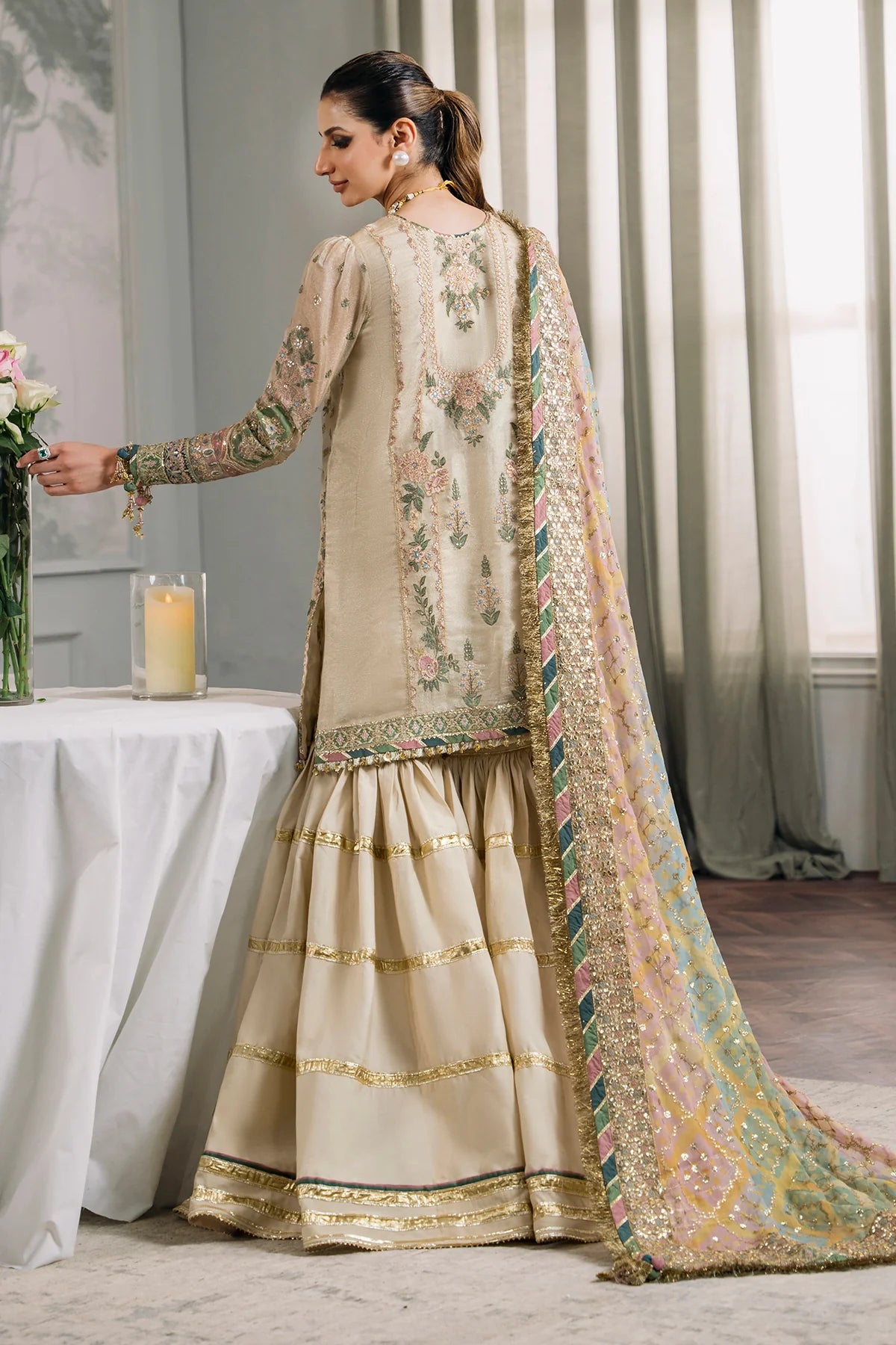 Embroidered Masuri Gharara Style Suit at PinkPhulkari California