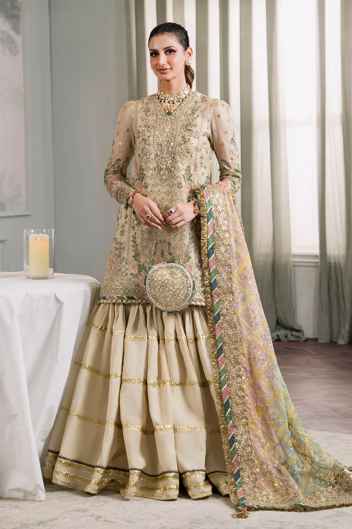 Embroidered Masuri Gharara Style Suit at PinkPhulkari California