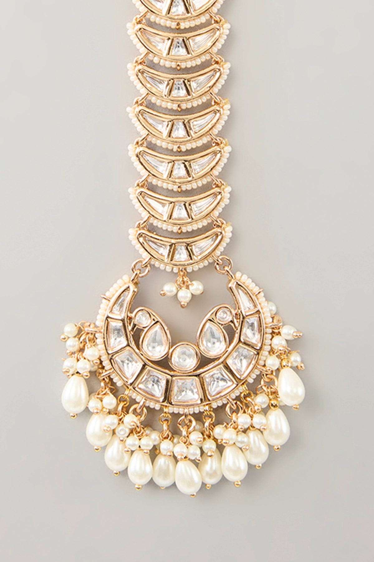 Buy Gold Finish Kundan Polki & Pearl Maangtikka at PinkPhulkari
