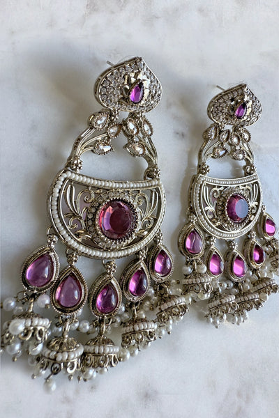 Purple Kundan Jhumka EarringsPurple Kundan Jhumka Earrings