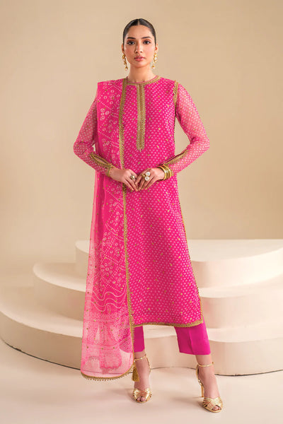 Buy Hot Pink Embroidered Chiffon Suit at PinkPhulkari California
