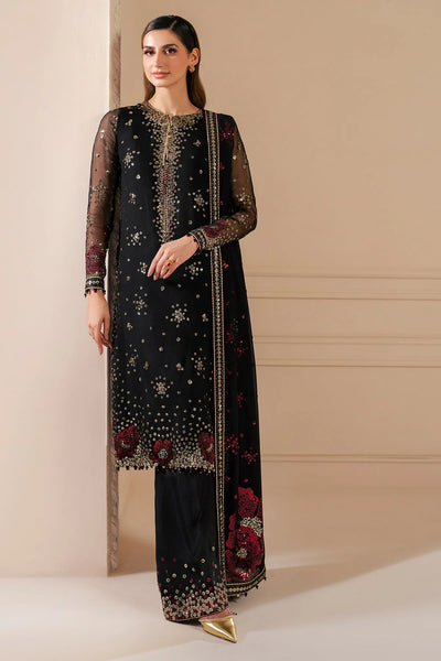 Black Embroidered Chiffon Silk Kurta Palazzo Suit Set | PinkPhulkari USA