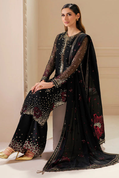 Black Embroidered Chiffon Silk Kurta Palazzo Suit Set | PinkPhulkari USABlack Embroidered Chiffon Silk Kurta Palazzo Suit Set | PinkPhulkari USA
