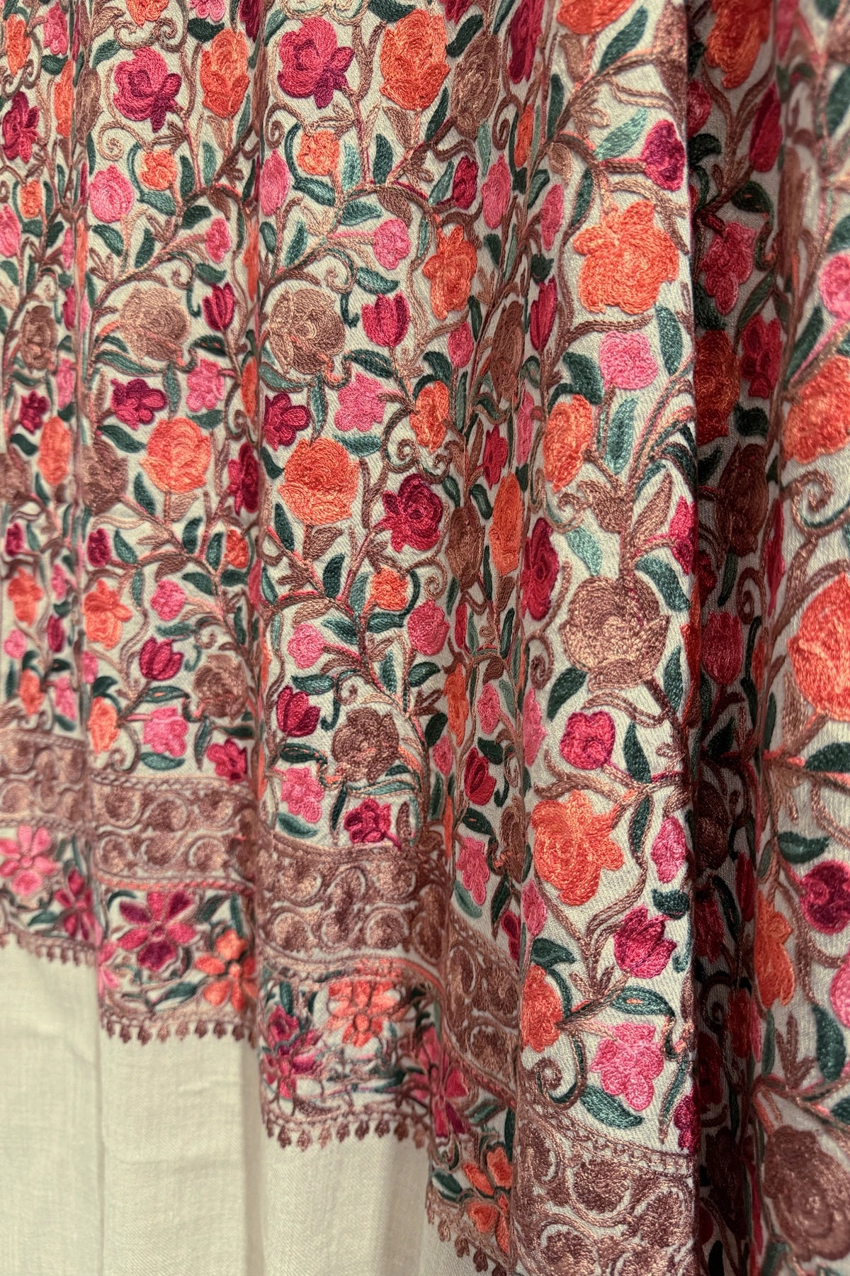 Fine Wool Kashmiri Aari Work Shawl Wrap