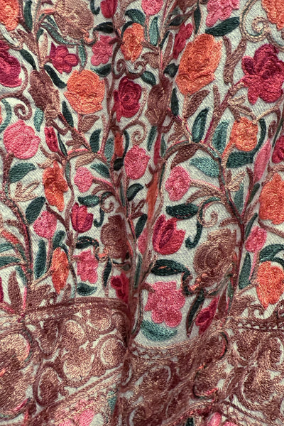 Fine Wool Kashmiri Aari Work Shawl WrapFine Wool Kashmiri Aari Work Shawl Wrap