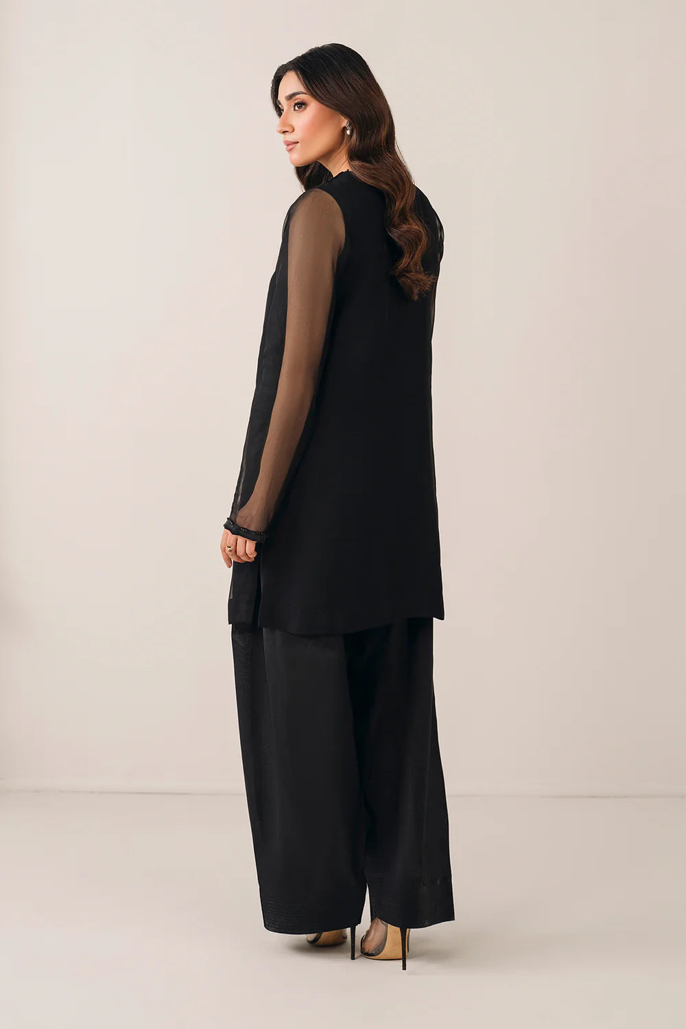 Buy Black Chiffon Patiala Farshi Salwar Suit Set – Plain & Elegant