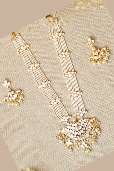Pearl & Kundan Rani Haar Necklace SetPearl & Kundan Rani Haar Necklace Set