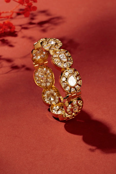 Gold Plated Kundan Polki Kada | Bridal & Festive Jewelry