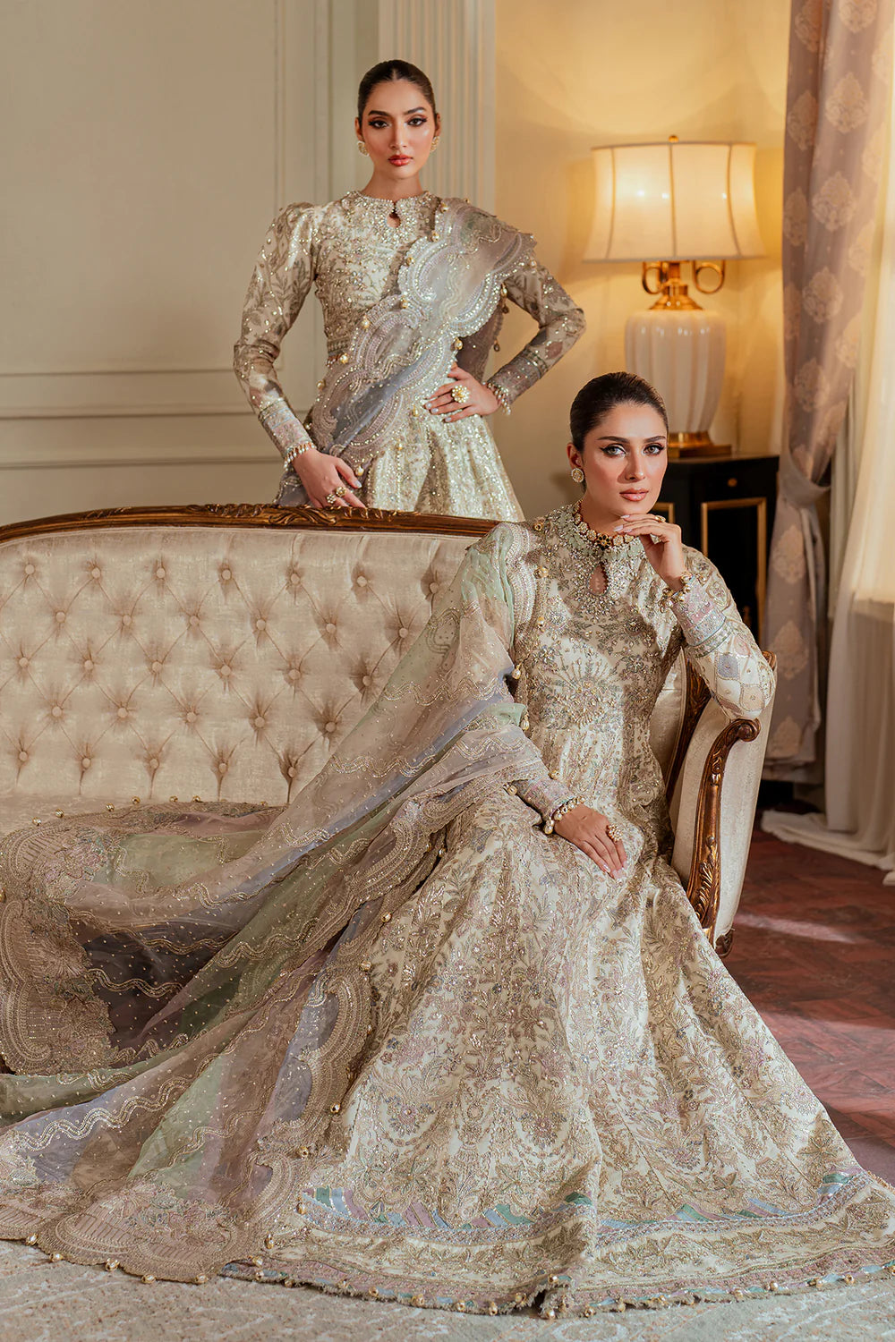 Beige Embroidered Anarkali Beige Anarkali Dress Light Beige Embroidered  Anarkali Set Net Linen XS(34)