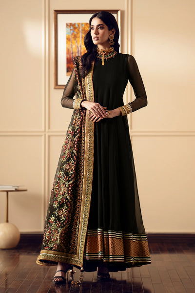 Black Embroidered Chiffon Silk Anarkali at PinkPhulkari CaliforniaBlack Embroidered Chiffon Silk Anarkali at PinkPhulkari California