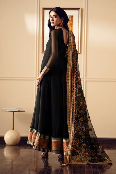 Black Embroidered Chiffon Silk Anarkali at PinkPhulkari CaliforniaBlack Embroidered Chiffon Silk Anarkali at PinkPhulkari California