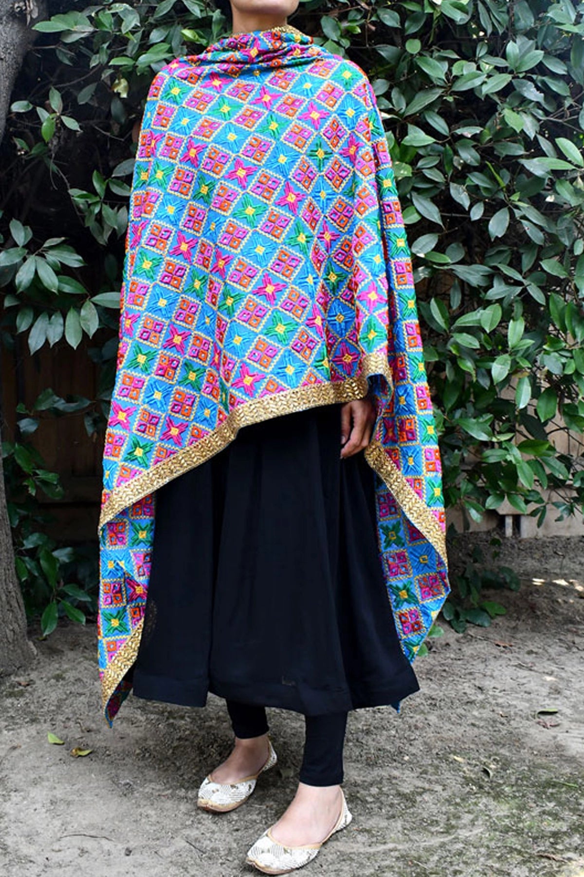 Phulkari Embroidered Chunni Dupatta