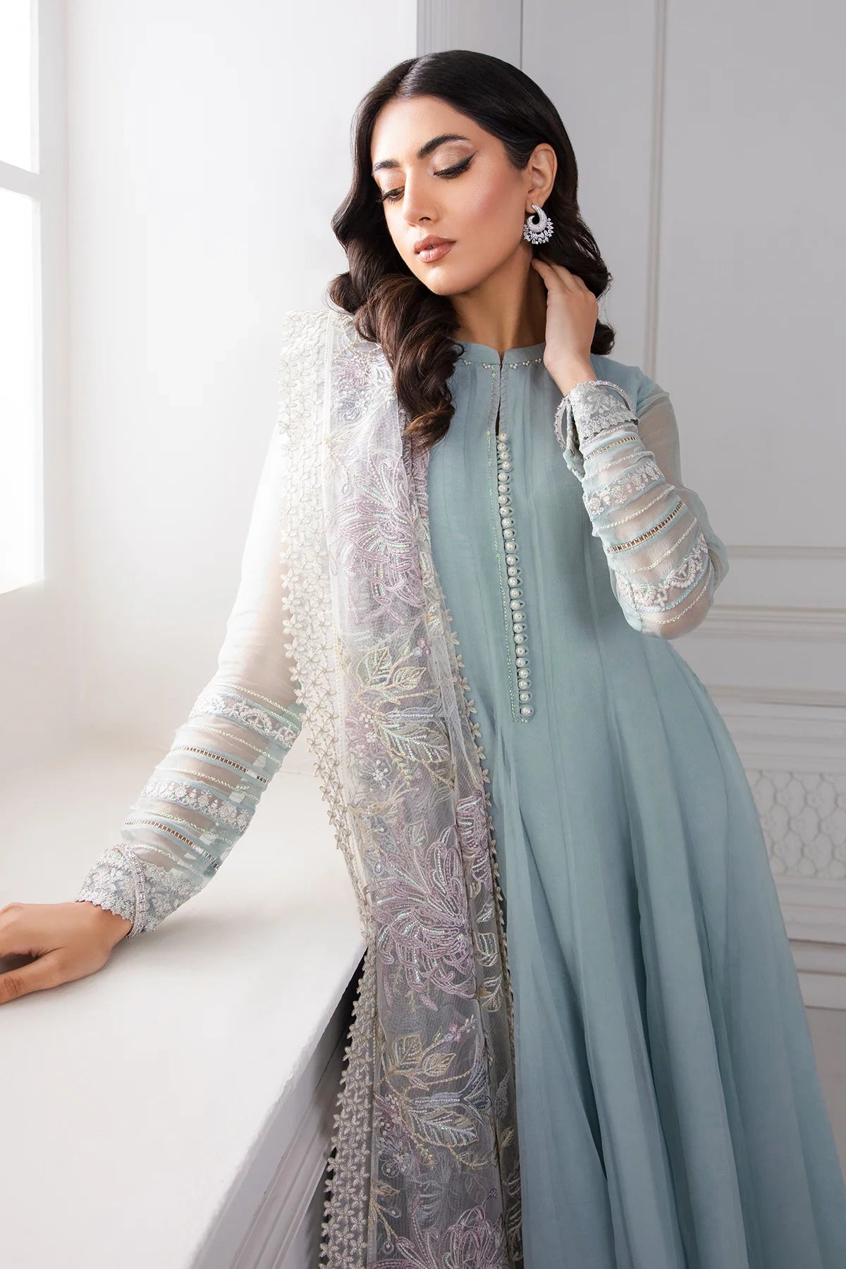 Blue Chiffon Silk Suit Anarkali Dress