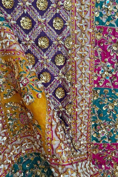 Multicolor Embroidered Silk Pakistani Bridal Dupatta at PinkPhulkariMulticolor Embroidered Silk Pakistani Bridal Dupatta at PinkPhulkari