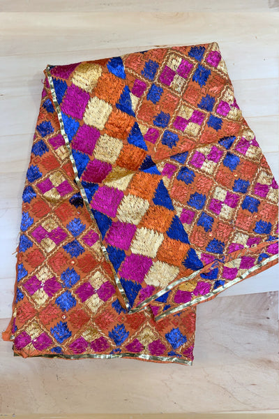 Handmade Phulkari Bagh Dupatta D8-3Handmade Phulkari Bagh Dupatta D8-3