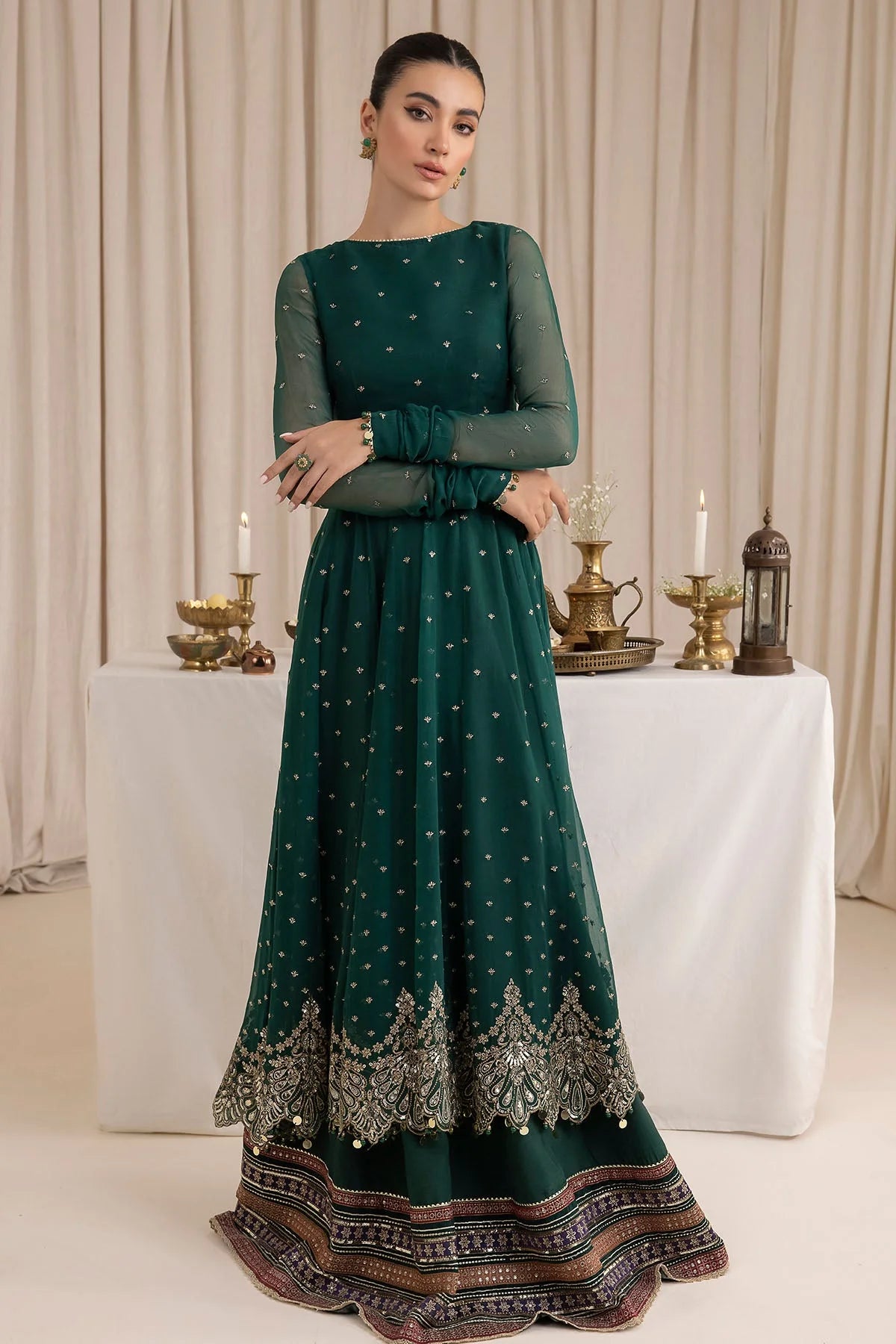 Georgette Chiffon Anarkali Dress Dark Green Chiffon Embroidered Indian Pakistani Anarkali Indian Pakistani Suit Set, Chiffon Georgette Chiffon Anarkali Dress Dark Green Chiffon Embroidered Indian Pakistani Anarkali Indian Pakistani Suit Set, Chiffon