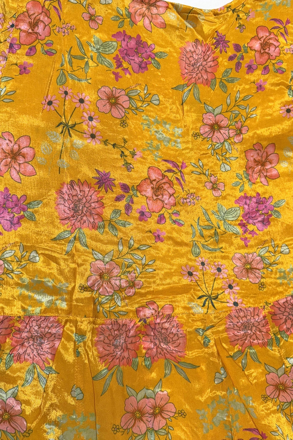 Buy Yellow Chinon Silk Floral Print Embroidered Anarkali Suit Set 