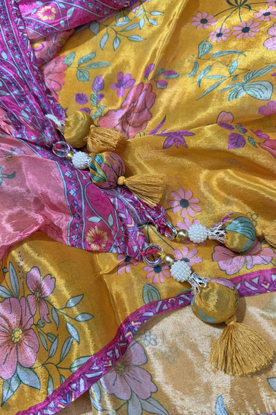 Buy Yellow Chinon Silk Floral Print Embroidered Anarkali Suit Set Buy Yellow Chinon Silk Floral Print Embroidered Anarkali Suit Set 