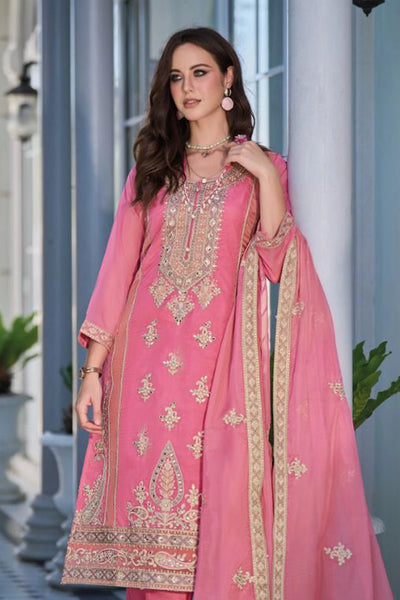 Pink Embroidered Organza Traditional Pant Style Suit at PinkPhulkari Pink Embroidered Organza Traditional Pant Style Suit at PinkPhulkari 