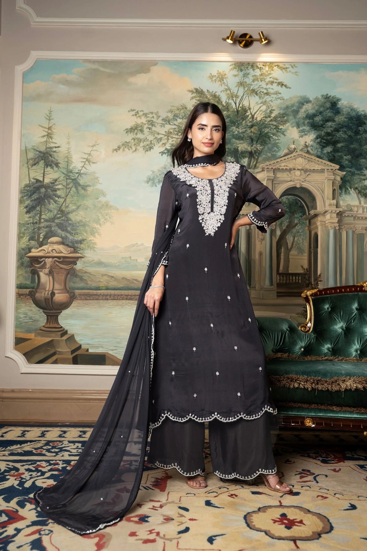 a line anarkali dress Buy Roohaniyat Blue Indigo A Line Anarkali Suit (Set of 3) Online