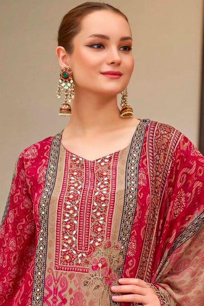 Buy Crimson Crepe Silk Embroidered Printed Pant Style Kurta Suit SetBuy Crimson Crepe Silk Embroidered Printed Pant Style Kurta Suit Set